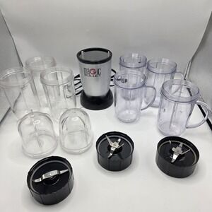 Magic Bullet Personal Blender Silver Black 13 Piece Set Mugs Blades Replacements
